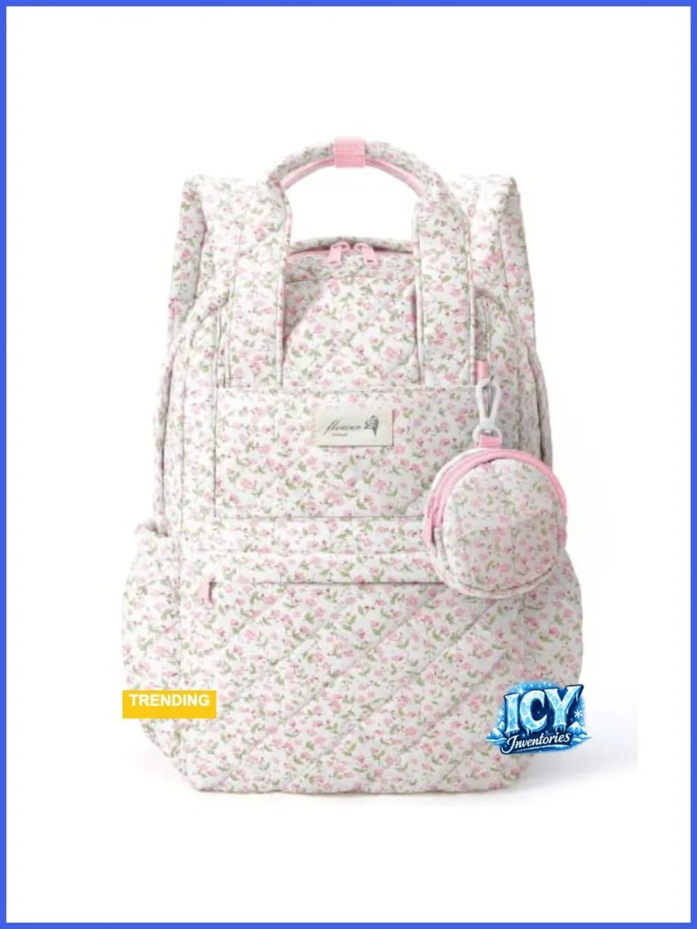 Quilted Cotton Backpack Purse with Multiple Pockets and Detachable Coin Pouch